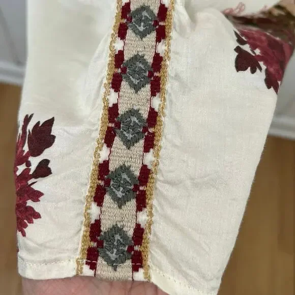 Johnny Was Embroidered Boho Tunic Dress Floral Relaxed Fit Medium